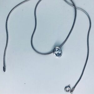 Elegant Silver Necklace with Crystal Pendant 92.5 Stamped Italian